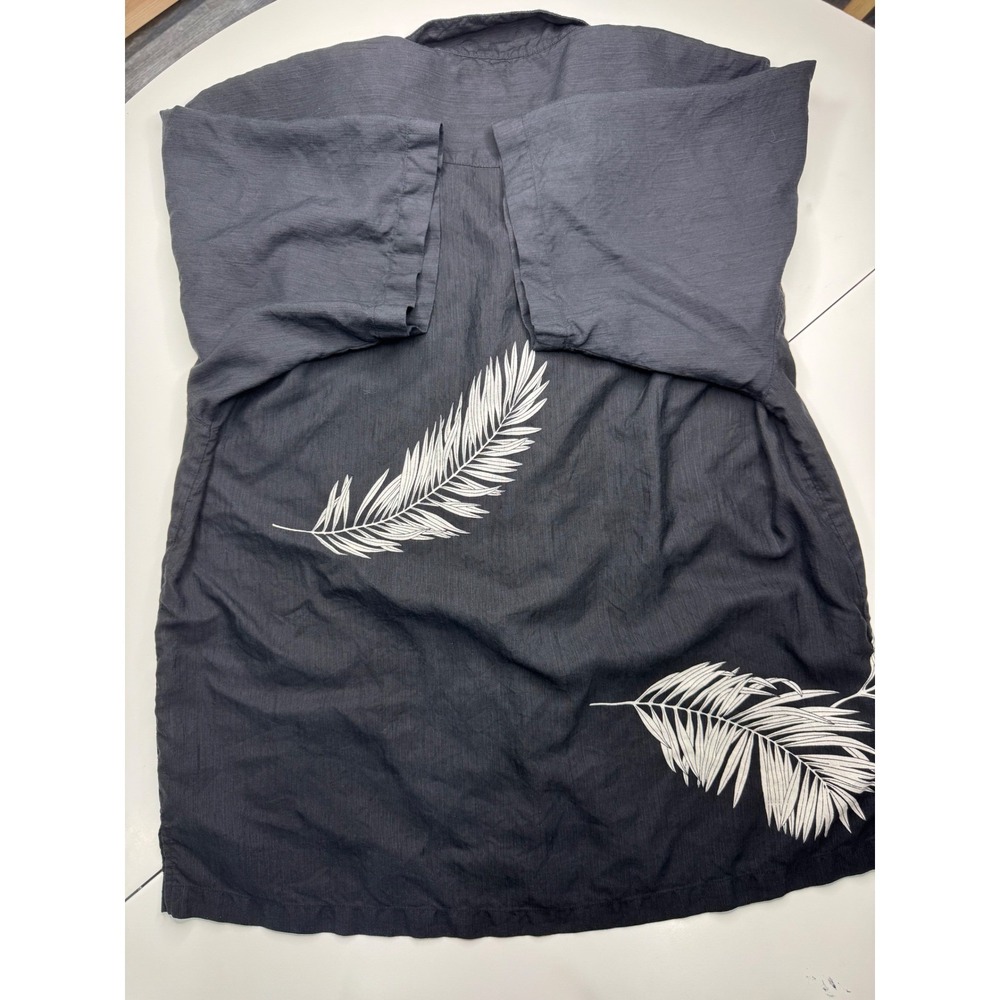 Tommy Bahama Mens XL Black 100% Silk Palm Leaf Shirt Short Sleeve - Picture 7 of 11